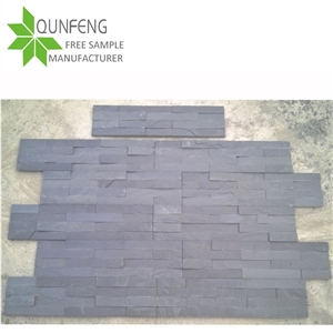 China Black Stacked Stone Veneer Slate Brick Wall